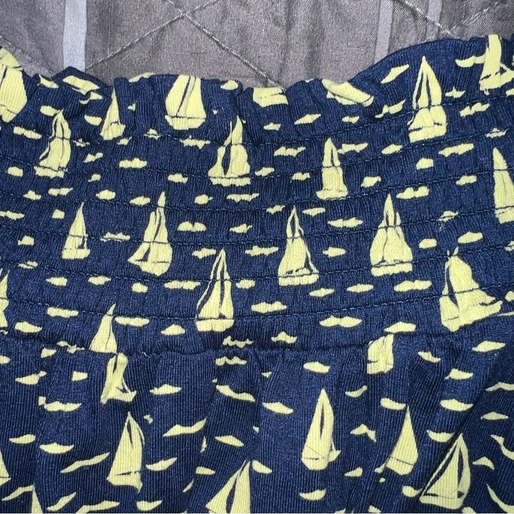 Porridge Anthropologie Chartreuse Sailboats on Navy with a Bow NWT Sz M Ret $98 - Picture 5 of 8